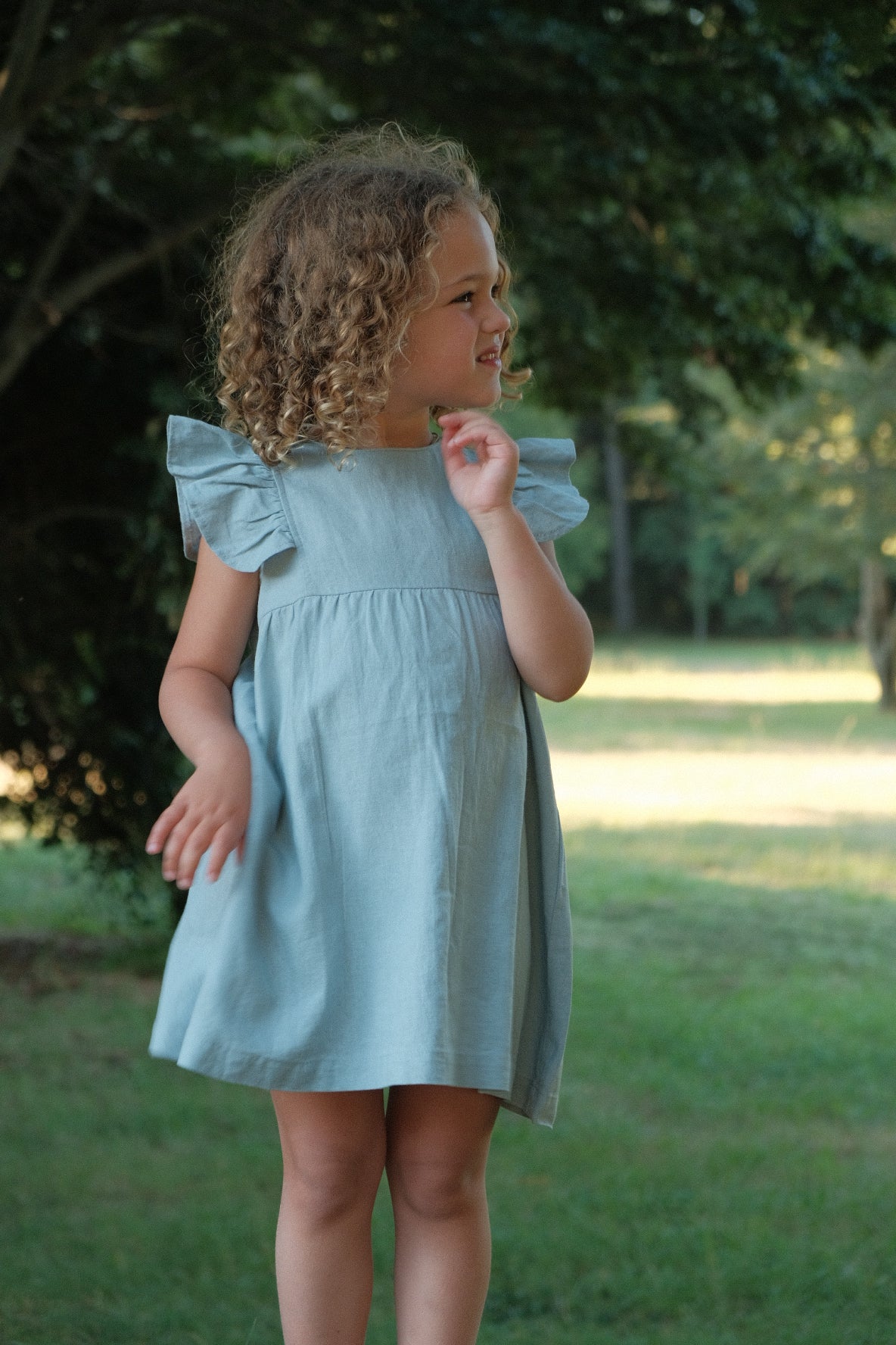 Vestido Lía Lino Celeste